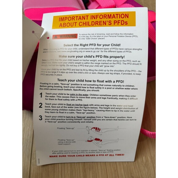 Body Glove Infant Life Vest Pink/Purple USCG Approved  33 lbs Child PFD - Picture 6 of 6